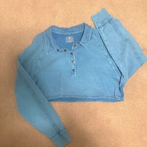 Free People EUC Cropped Blue Women's Pullover Sweatshirt